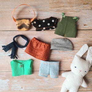 small capsule wardrobe pattern, a collection of 8 patterns to dress the pet plushie collection (15 cm or 6 in tall) - NO ANIMAL INCLUDED