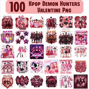 100 Valentine Kpop Huntrix PNG Bundle, Valentine Saja Girls PNG,Kpop Demon Hunter PNG,Derpy Tiger, K pop Huntrix Clipart,Kpop Huntrix