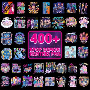 Pacote de PNGs de Caçadores de Demônios Kpop, Camiseta de Grupo de Ídolos Kpop, Design PNG de Huntrix, PNG de Bandas Saja Boys Girls, Fãs de Huntrix, Download Digital