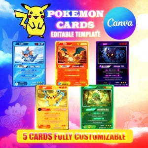 Custom Pokémon Card, Editable TCG , Personalized Trading , DIY Gift, Canva template, editable card