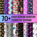 Kpop Demon Hunters Digital Seamless Paper, 70 Png Huntrix Seamless Wallpaper, Gifts Seamless Wrapping Paper , Seamless Designs