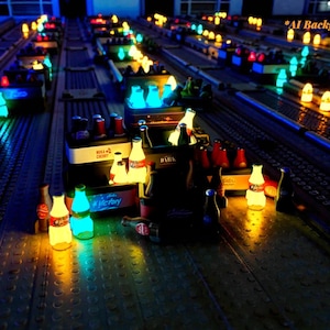 Set of 6 miniature Fallout Nuka-Cola bottles in a crate - 6 Flavours to choose from including Glow in the Dark Quantum & Victory