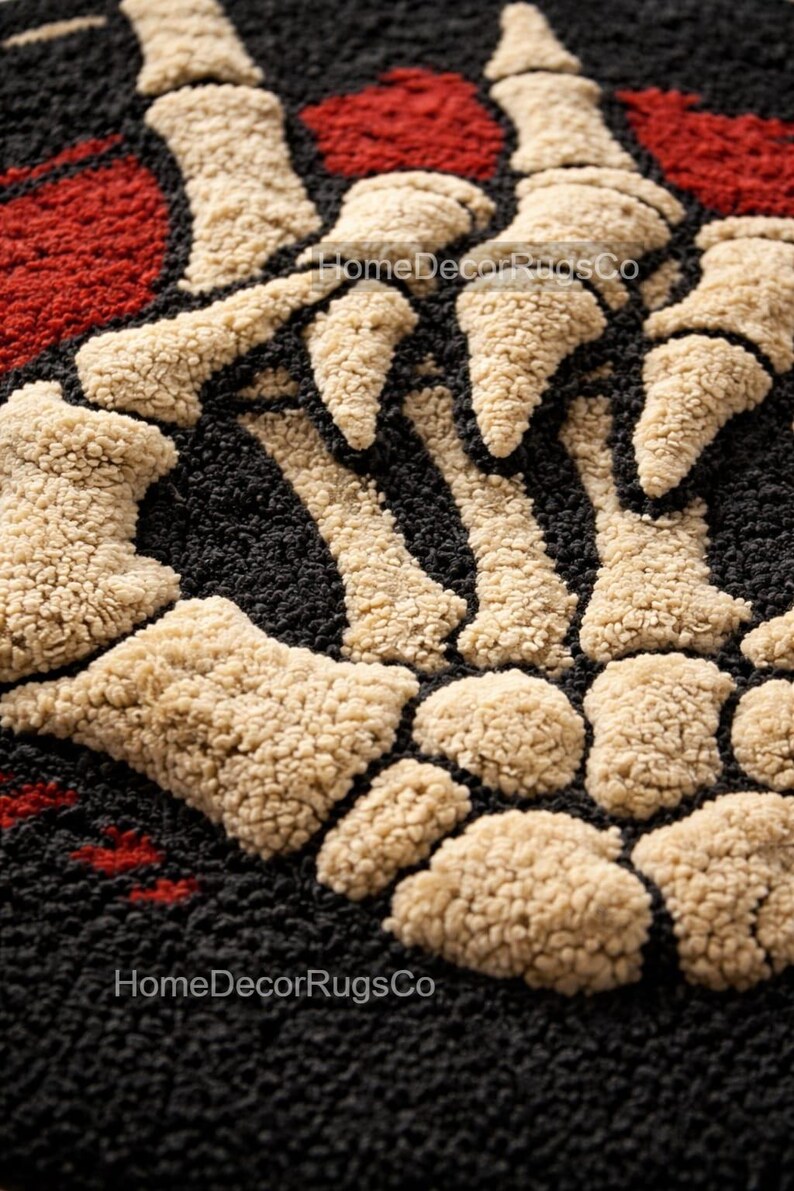 Handmade Skeleton Hand Round Rug, Gothic Tufted Carpet, Spooky ...