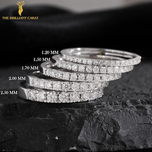 Micro Pavé Diamond Half Eternity Band 1.20mm–2.50mm Lab Grown Diamond Wedding Band Dainty Stacking Ring Gold Minimalist Ring Gift for Her
