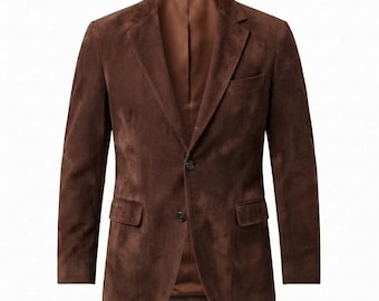 Handmade Dark Brown Suede Blazer | Genuine Leather Sport Coat | Tailored Office Jacket