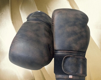 Ręcznie robione, zabytkowe skórzane rękawice bokserskie – prawdziwa skóra, sprzęt treningowy i sparingowy