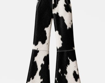 Hair-On rundleer broek – hoog getailleerde broek met wijde pijpen en ponyleer