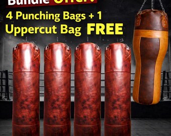 Vintage rundleren bokszakbundel – 4+1 GRATIS Uppercut-tas