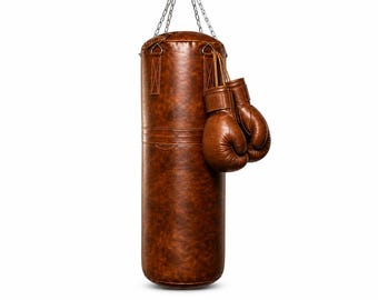 Vintage Cowhide Leather Punching Bag – Handmade Heavy Duty Boxing MMA Training Equipment