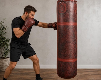 Handgemaakte rundleren bokszak, zwaar uitgevoerde boks-MMA-trainingsruimtedecor