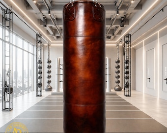 Ręcznie robiony worek treningowy ze skóry bydlęcej, wytrzymały worek treningowy do boksu i MMA
