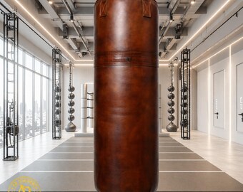 Handcrafted Cowhide Leather Punching Bag – Vintage Heavy Boxing for MMA, Muay Thai Training