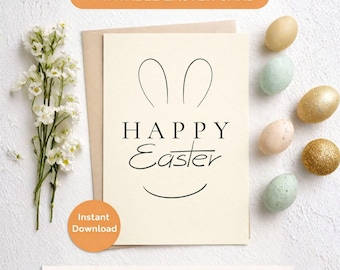 Plantilla de tarjeta de Pascua editable, Feliz Pascua escrita a mano, Tarjeta imprimible de 5x7, Plantilla de Canva, Saludo de Pascua para móvil, Descarga instantánea