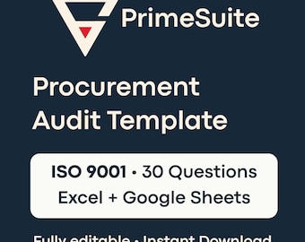 Procurement Audit Template • ISO 9001 Internal Audit Checklist • 30 Questions • Excel & Google Sheets • Fully Editable