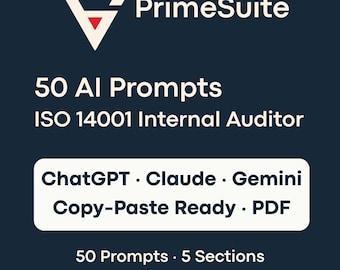 50 AI Prompts for ISO 14001 Internal Auditors • ChatGPT & Claude Ready • Copy-Paste PDF • 5 Sections