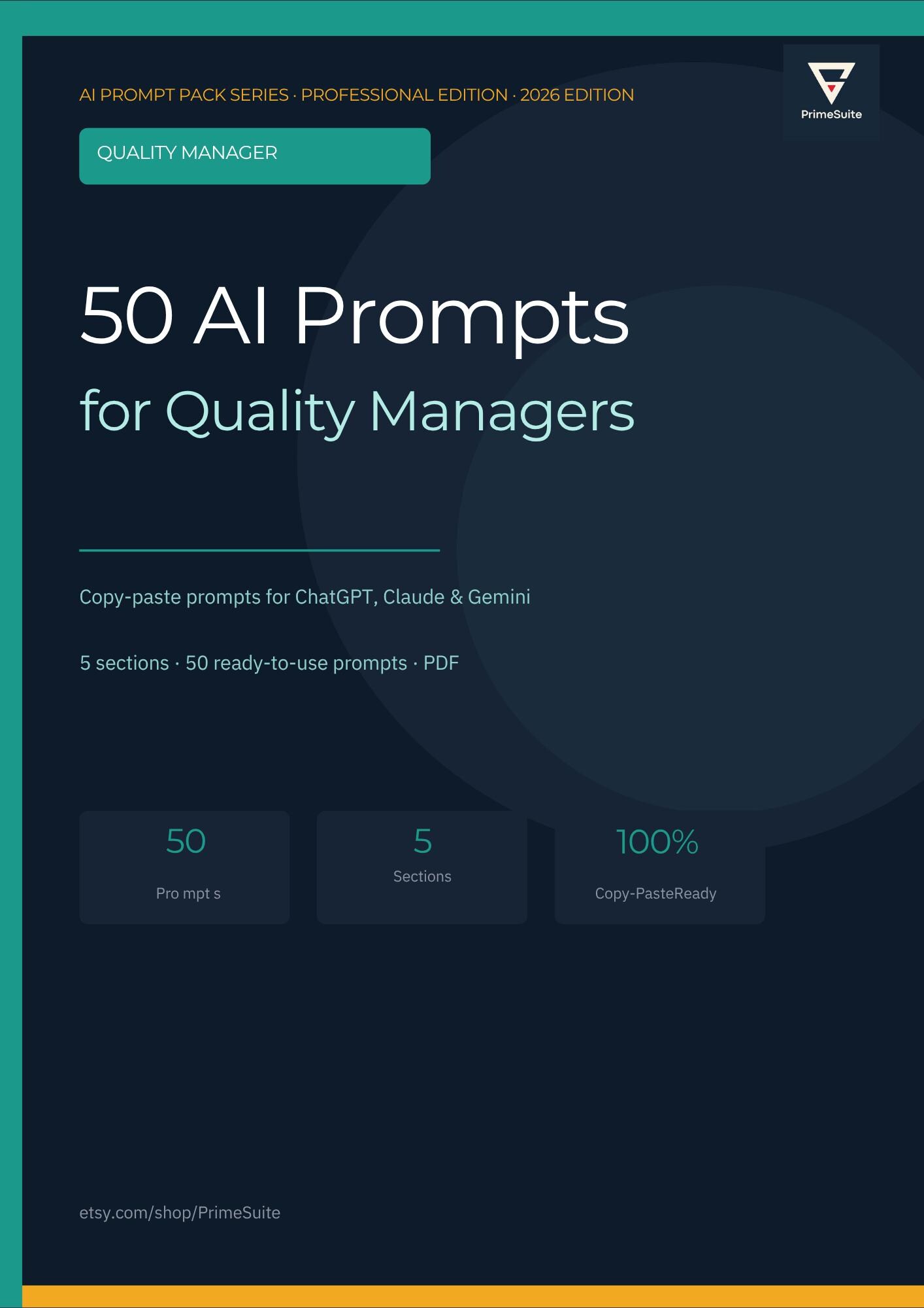 50 AI Prompts for Quality Managers • Chatgpt and Claude Ready • Copy ...