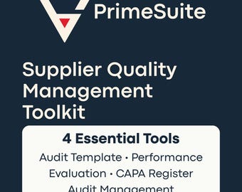 Supplier Quality Management Toolkit • ISO 9001 • Audit, CAPA & Evaluation Tools • Excel + Google Sheets