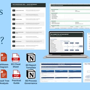 8D Problem Solving System • Root Cause Toolkit • Report, Ishikawa, 5 Why, Fault Tree Template (Excel + Word + PPT + Notion) image 2