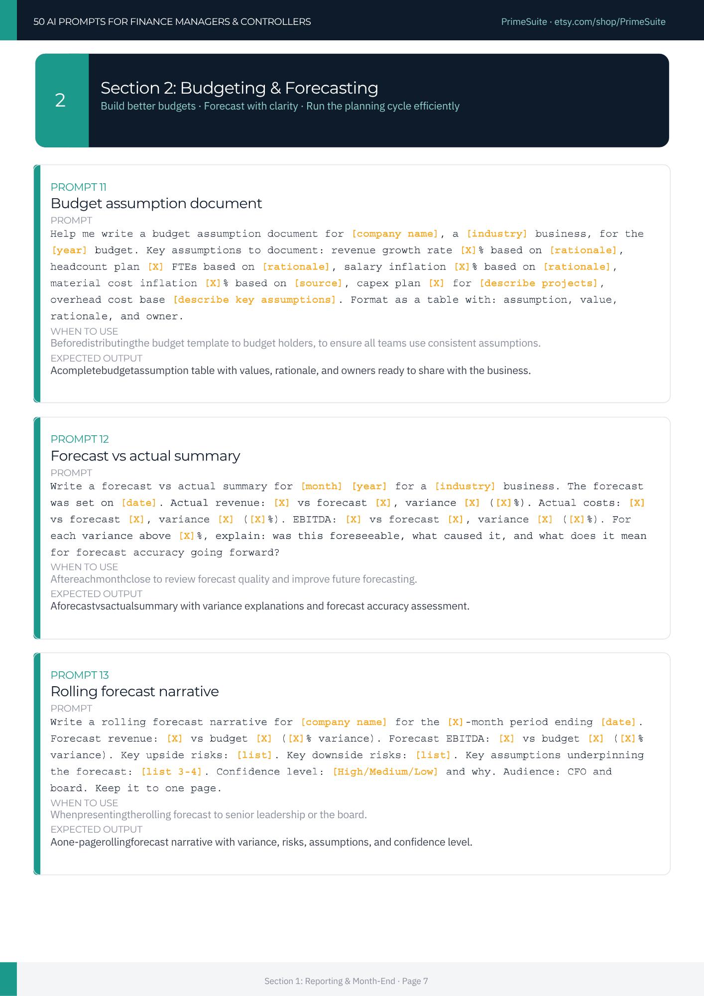 50 AI Prompts for Finance Managers & Controllers • Chatgpt and Claude ...