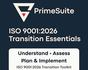 ISO 9001:2026 Transition Toolkit • Gap Analysis & Implementation Planner • Excel + Google Sheets + PDF