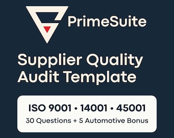 Supplier Quality Audit Template • ISO 9001, 14001 & 45001 • 30 Questions • Excel + Google Sheets