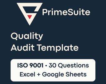 Quality Audit Template • ISO 9001 • 30 Questions • Excel + Google Sheets • Fully Editable