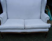 vintage french style sofa,settee,couch,carved settee,high back carved parlor sofa,tall back living room sofa,shabby chic sofa,cottage style
