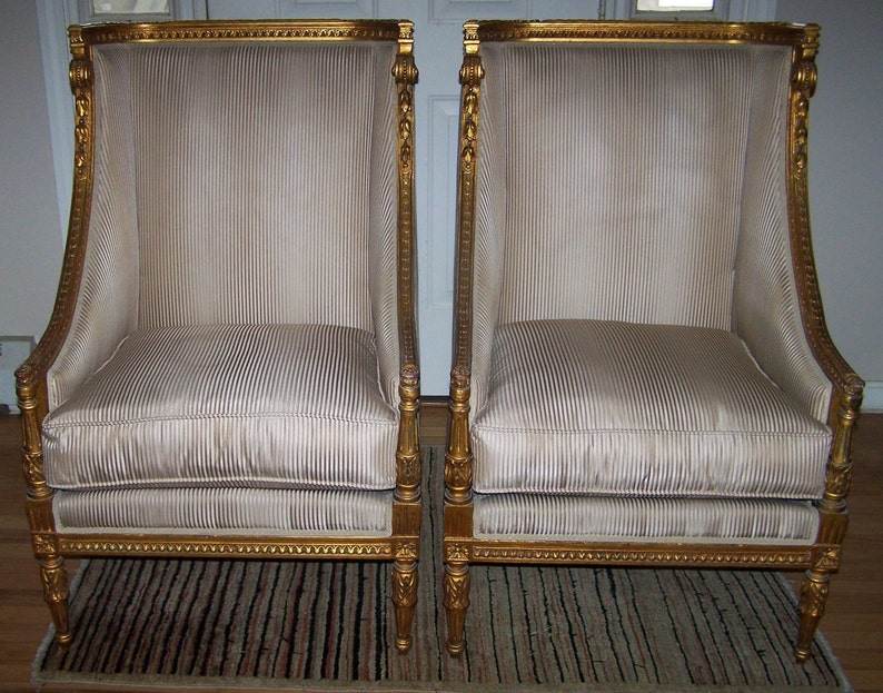 Vintage Gilt Salon Chairsprivate Collection Louis Xvi Style Etsy