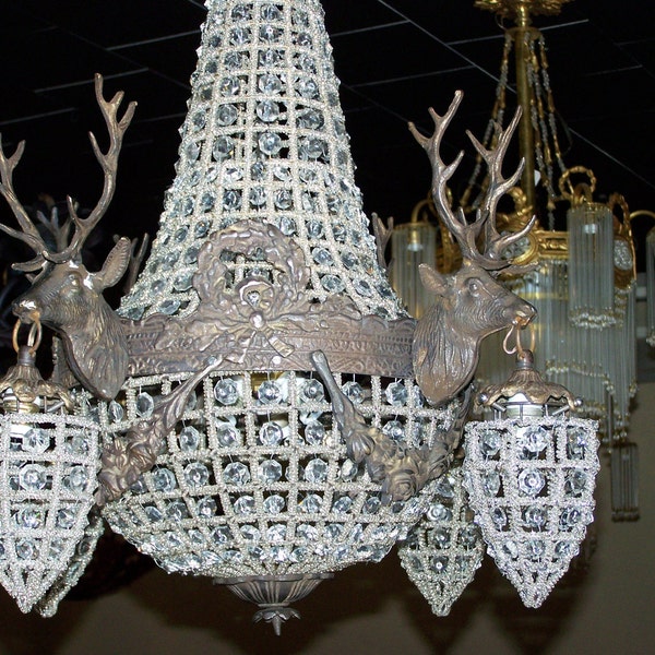 gorgeous deer chandelier,glass,brass,FREE SHIPPING,blow out price