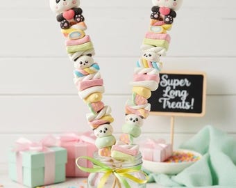 Brochettes de guimauve panda, friandises aux fruits 3D, cadeaux de fête (ensemble de 2 pièces)