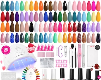 Beetles 68pc Gel Polish Nail Kit with UV Light 35 Colors of Emotional Spectrum, Includes Base & Dual Top Coats