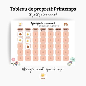 Tabla de entrenamiento para ir al baño en primavera para niños | Entrenamiento para ir al baño | Rutina de baño para niños | Seguimiento del entrenamiento para ir al baño | Tabla de recompensas para niños (PDF)