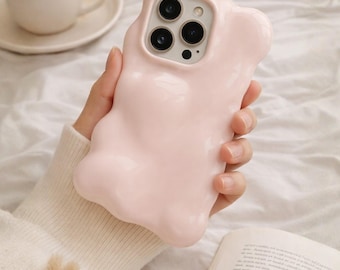 Funda con textura de burbujas 3D rosa claro: TPU brillante y resistente a los golpes para iPhone 17-11