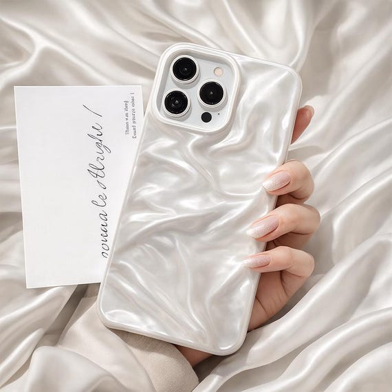 White Pearl Texture Stylish Glossy iPhone Case