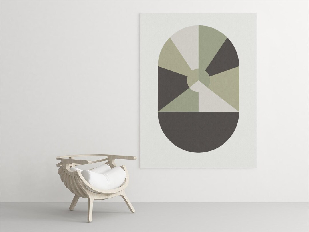 Abstract Pinwheel Geometry Art — Neutral Sage & Beige Print — Instant ...