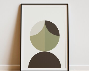 Modern Abstract Portrait Poster, Soft Geometric Shapes, Minimal Wall Art