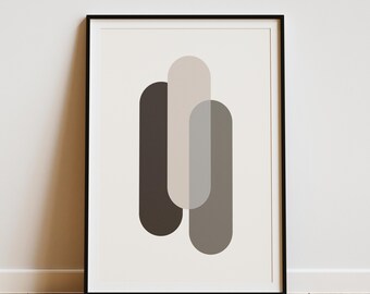 Minimal Abstract Wall Art with Vertical Shapes, Calm Neutral Home Decor