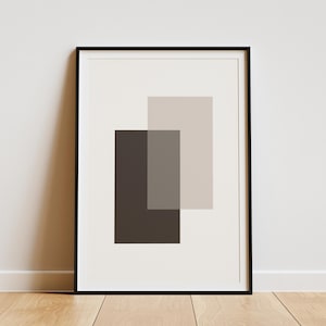 Arte de pared rectangular abstracto, póster geométrico minimalista, decoración neutra moderna