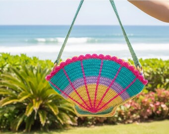 Modello per borsa all'uncinetto a forma di conchiglia - Tutorial PDF per borsa a forma di conchiglia a forma di sirena (download digitale)