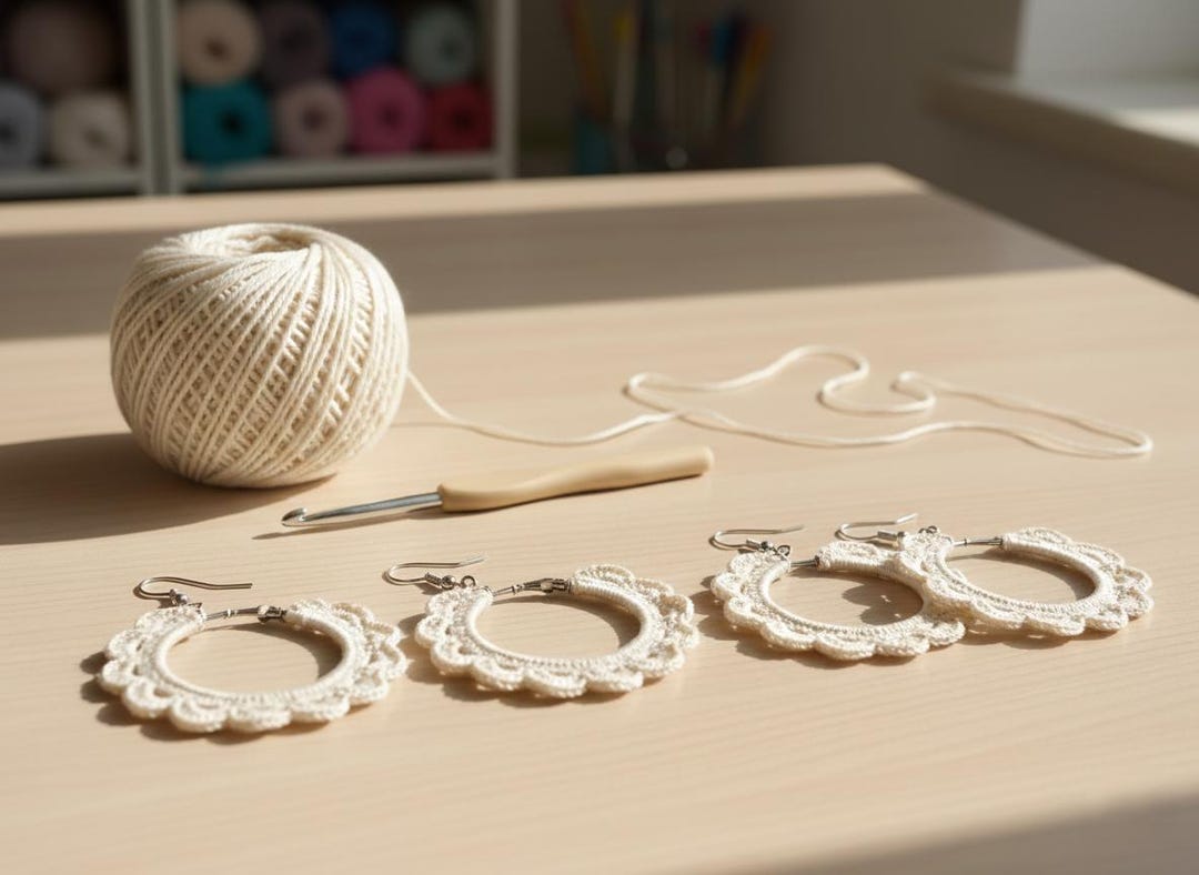 Crochet Hoop Earring Pattern PDF | Lace Crochet Earrings Tutorial ...