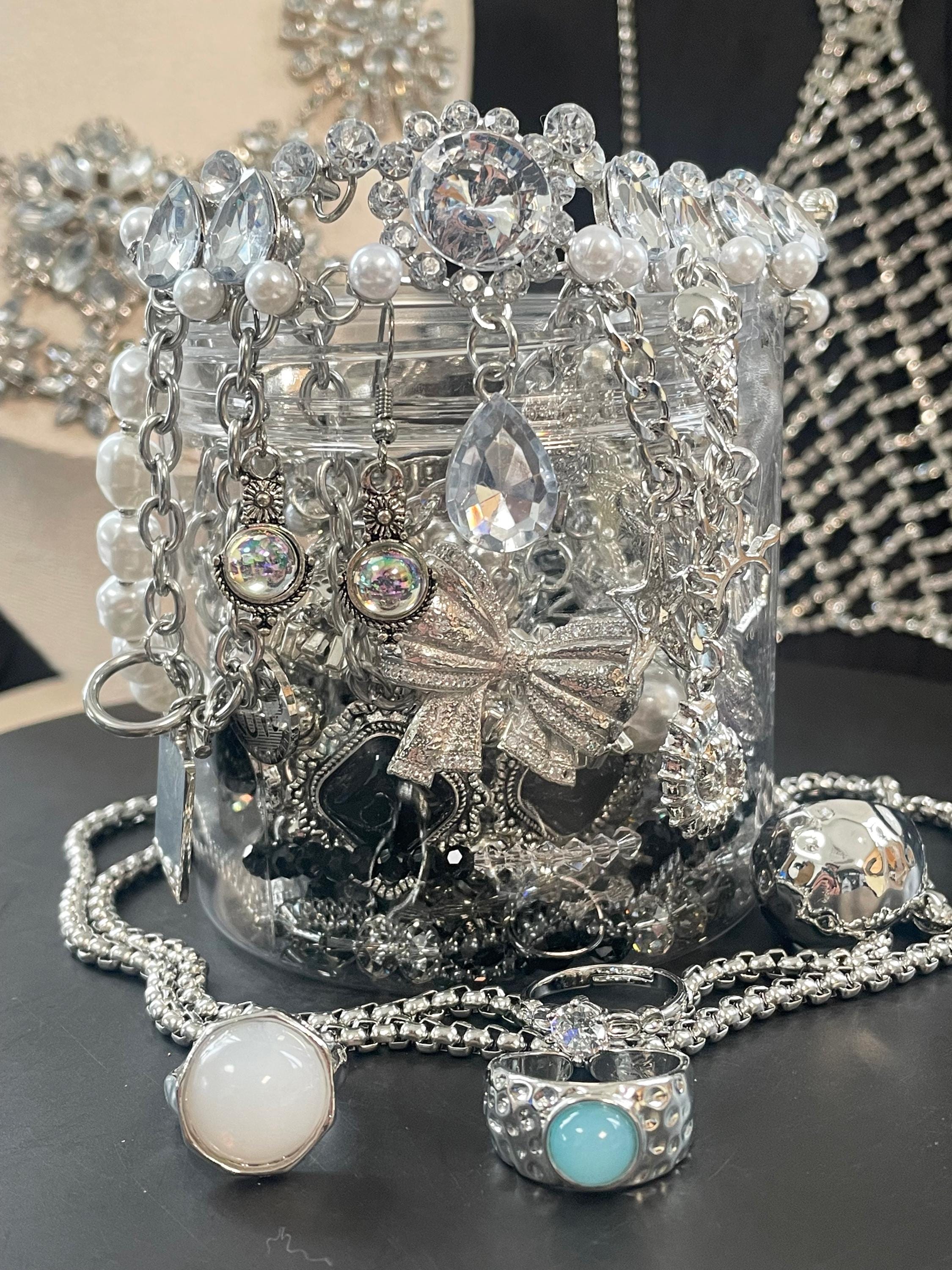Mystery jewelry jar silver - Etsy 日本
