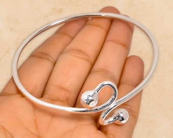 Minimalist Silver Open Bangle • Adjustable Wrap Cuff Bracelet • Modern Sterling Silver Style Jewelry • Handmade Gift for Women”