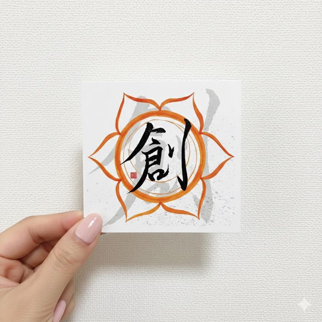 Sacral Chakra, Chakras, Sticker, Japanese Calligraphy, Handwritten ...