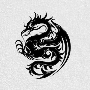 Tribal Dragon Silhouette Digital Cutting File ( Svg, Dxf, Png, Pdf. Cdr )