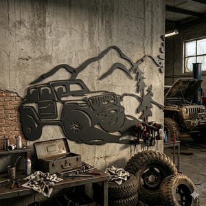 Archivo SVG de Jeep todoterreno, archivo de corte de aventura de montaña, descarga digital de paisaje de camping