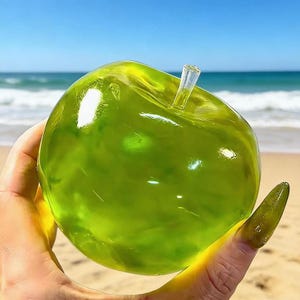 Crystal Big Apple Mochi Stressboll – Handgjord krämig, squishy fidgetleksak för ångestlindring, söt sensorisk klämboll som present