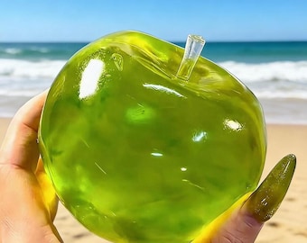 Crystal Big Apple Mochi Stress Ball – Handmade Creamy Squishy Fidget Toy for Anxiety Relief, Cute Sensory Squeeze Ball Gift