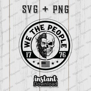 人民の頭蓋骨 1776 SVG | 風合いのある愛国心あふれるアメリカ国旗 | レーザー彫刻 CNC カットファイル