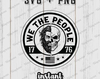 Wij The People Skull 1776 SVG | Verontruste patriottische vlag van de VS | Lasergravure CNC-gesneden bestand