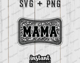 Mamá campestre del oeste SVG PNG Día de la Madre Vaquera Floral Ornamental Grabado Láser Diseño